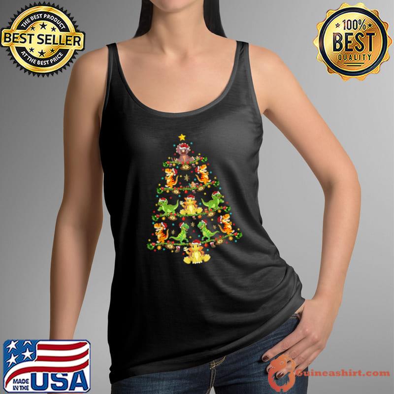 Dinosaur Lover Xmas Lighting Santa Dinosaur Christmas Tree T-Shirt Tank Top