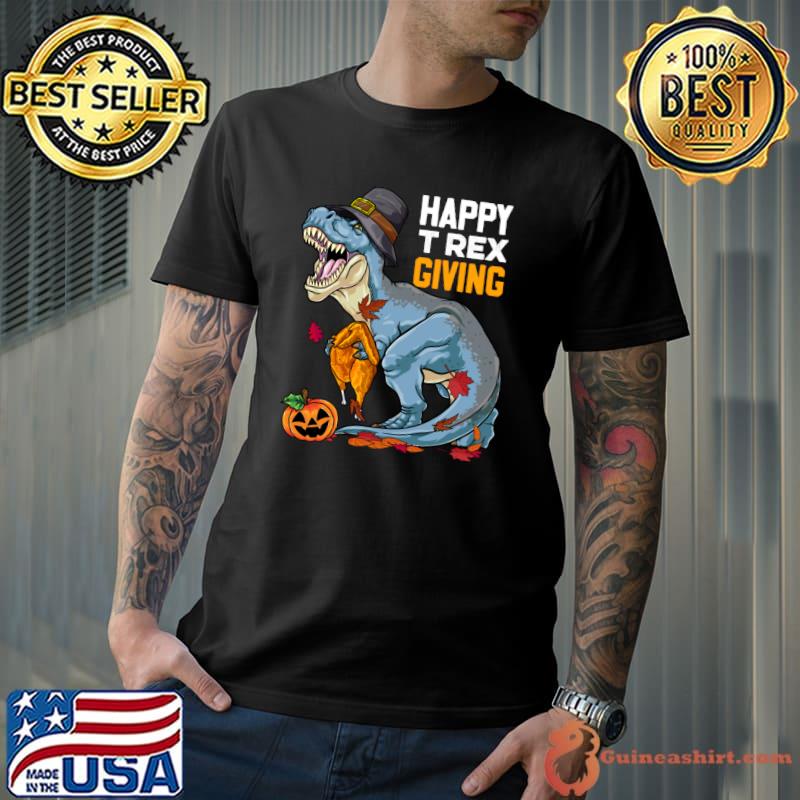 Dinosaur Thanksgiving Turkey Saurus T Rex Pilgrim Kids Boys T-Shirt