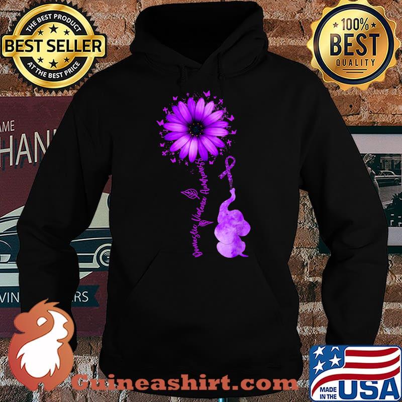 Elephants Domestic Violence Awareness Purple Sunflower T-Shirt Hoodie