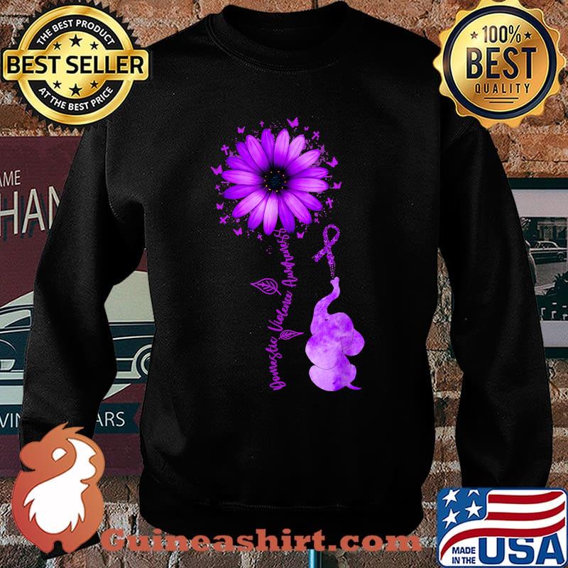 Elephants Domestic Violence Awareness Purple Sunflower T-Shirt Sweater