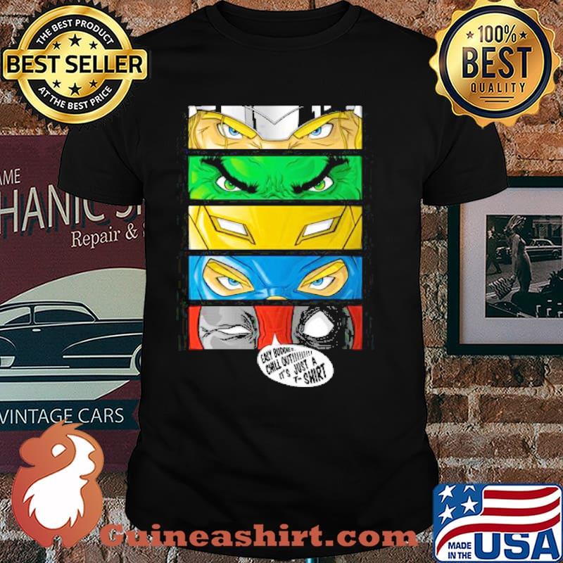 Eyes of Heroes features Thor Hulk Iron Man Captain America and Deadpool its Just a shirt