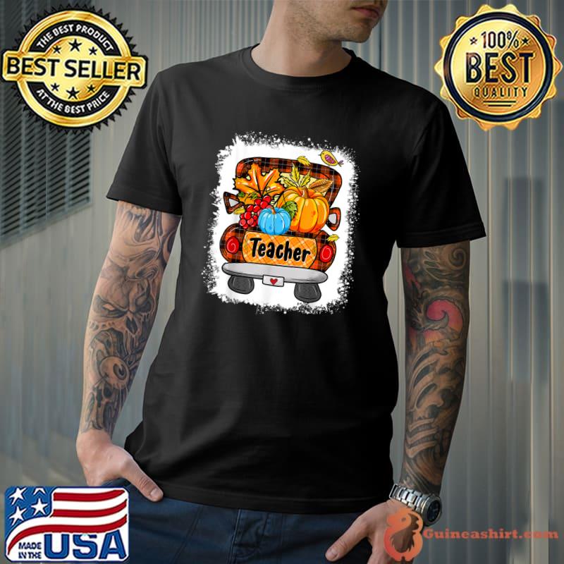 Fall Autumn Pumpkin Truck Thankful Teacher Thanksgiving T-Shirt