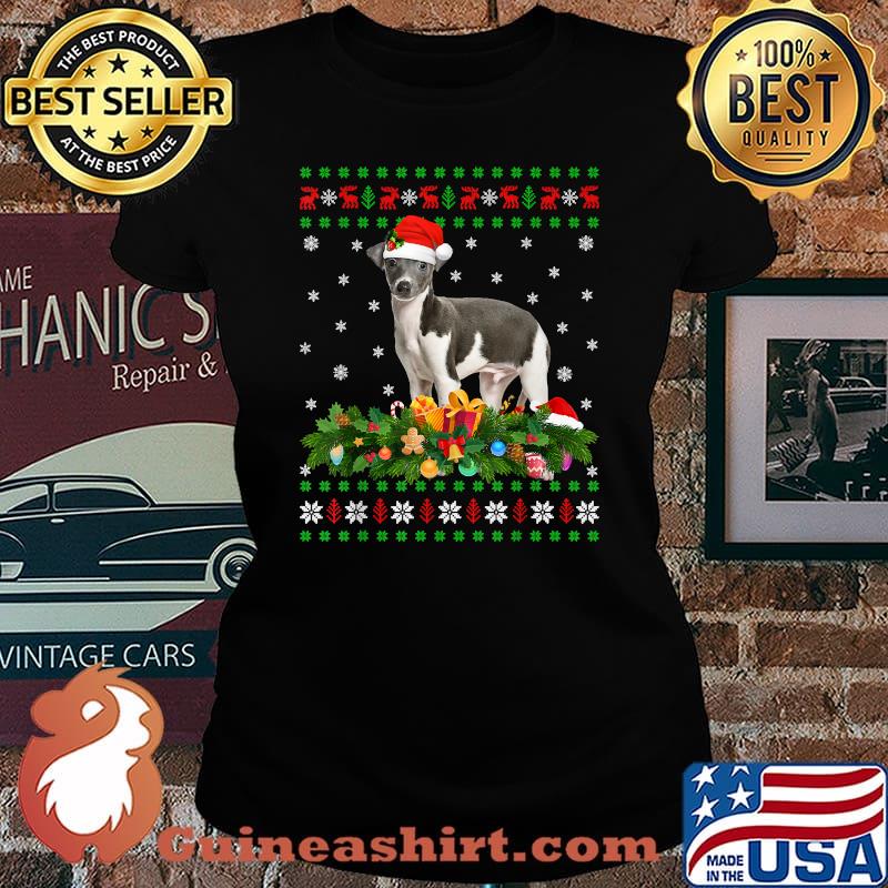 Family Matching Xmas Lighting Ugly Greyhound Christmas T-Shirt Laides tee