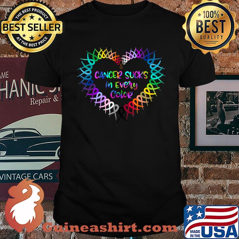 Fight Cancer - Cancer Sucks In Every Color Cancer Awareness T-Shirt