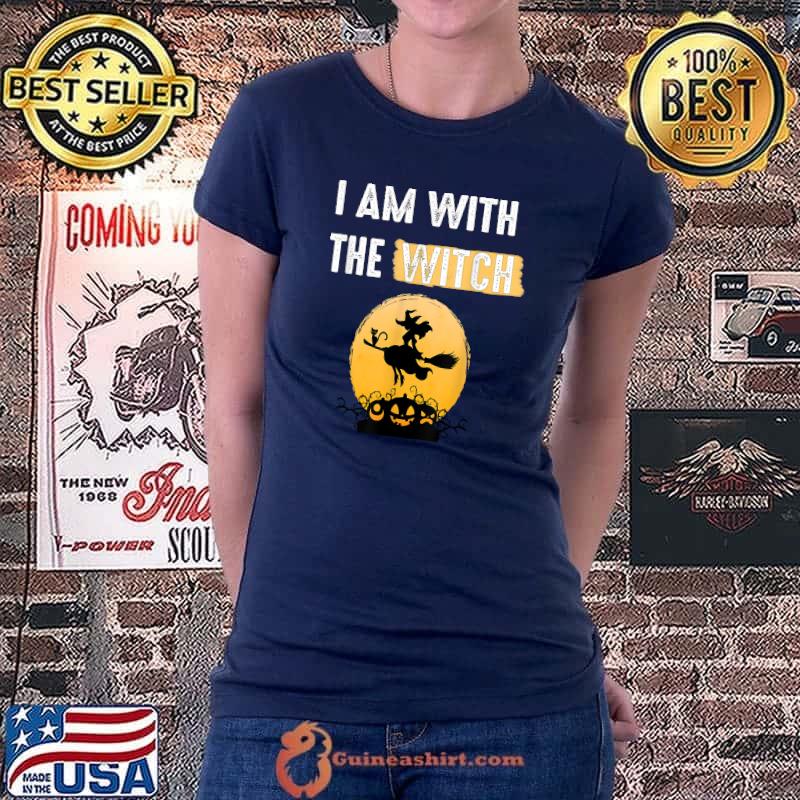 Funny Halloween 2021 Matching Costume I Am With The Witch T-Shirt Ladiestee
