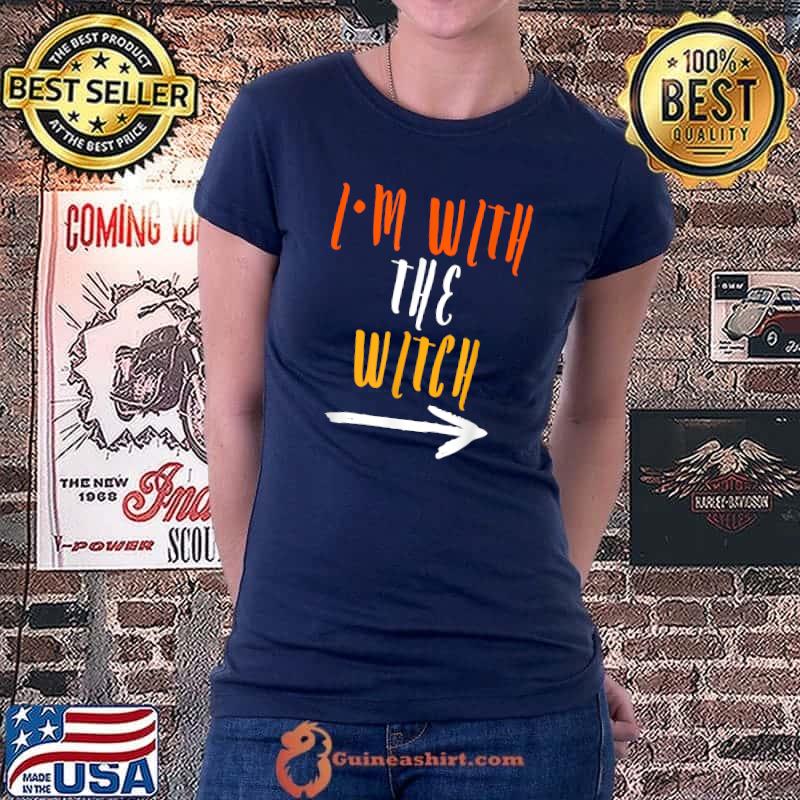 Funny Halloween For Men I'm With The Witch Funny Halloween T-Shirt Ladiestee