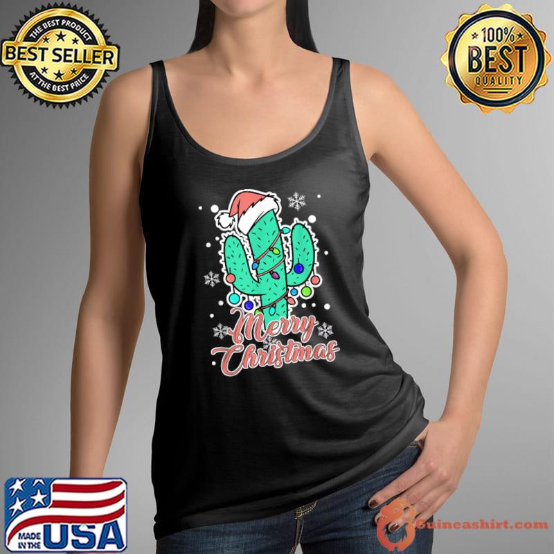 Funny Merry Cactus Santa Chirstmas Succulent Lover Pajama T-Shirt Tank Top