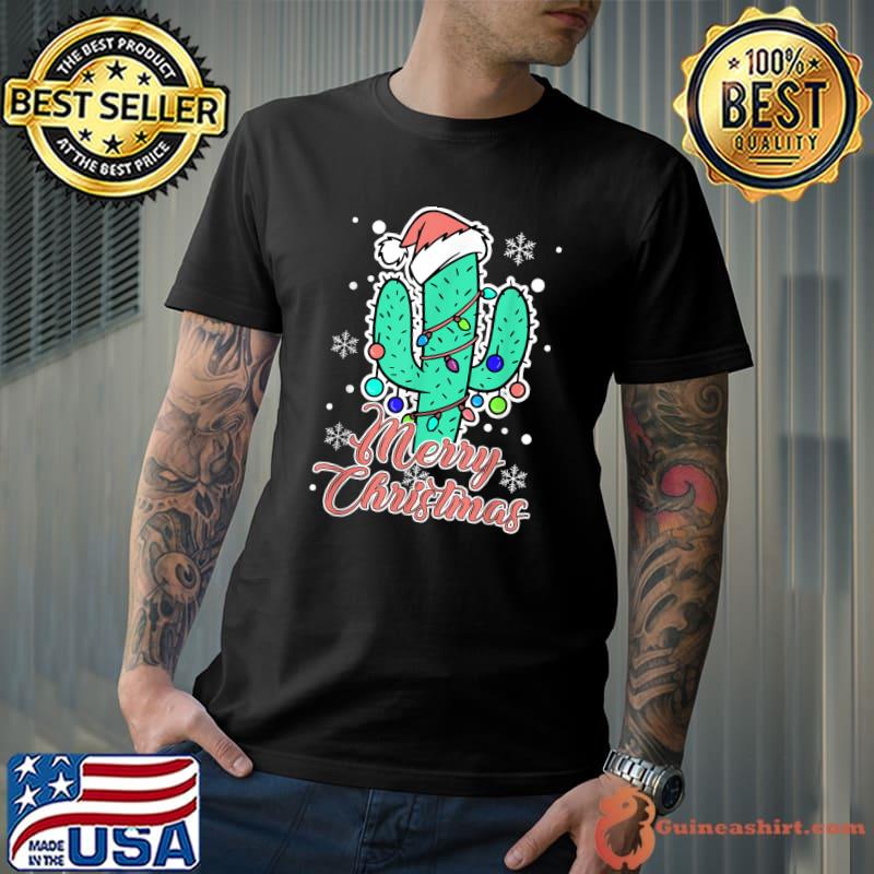 Funny Merry Cactus Santa Chirstmas Succulent Lover Pajama T-Shirt Unisex