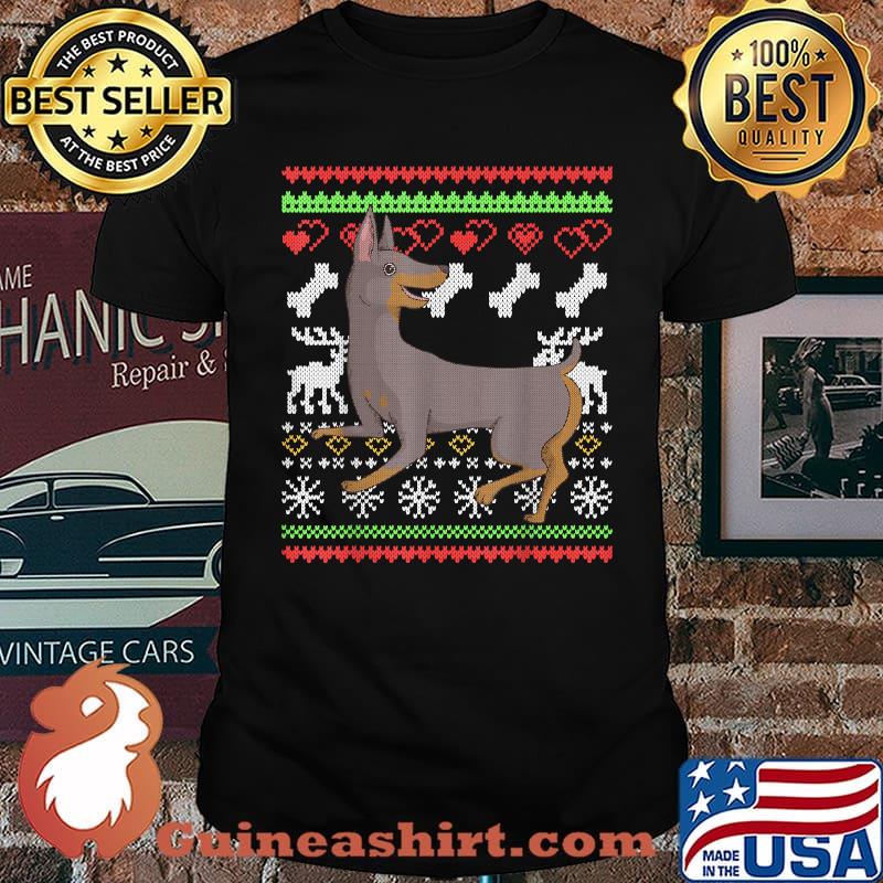 German Pinscher Dog Santa Claus Ugly Christmas Pattern T-Shirt