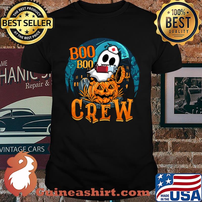 Ghost Nurse Boo Boo Crew Happy Halloween Funny Pumpkin T-Shirt