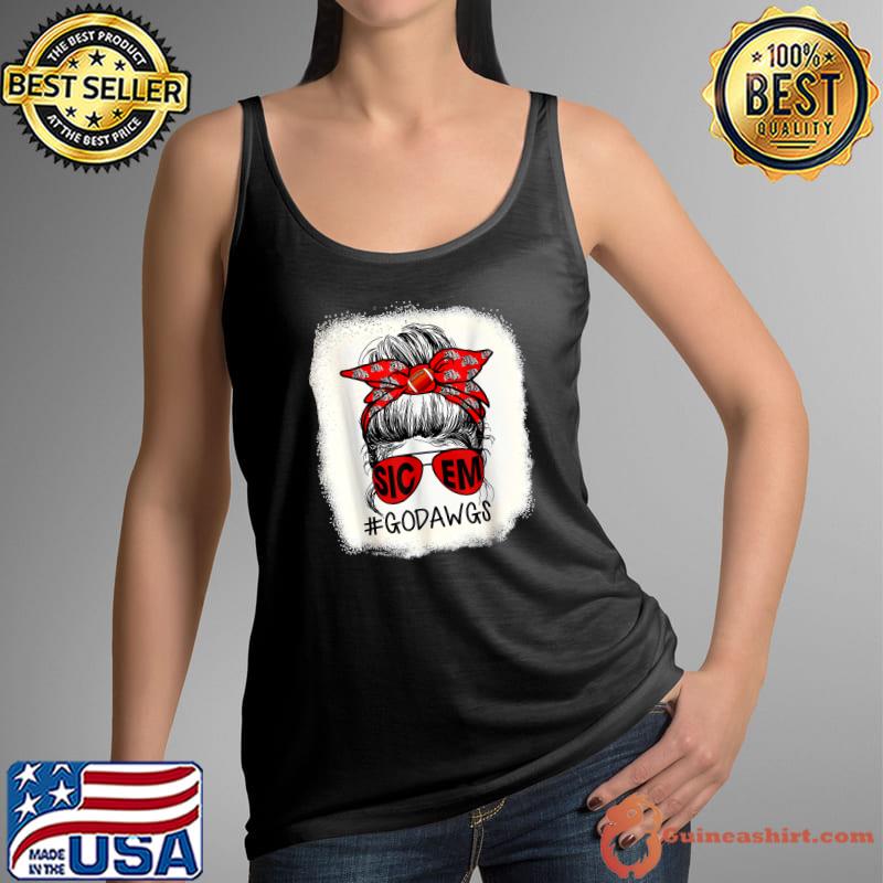 Go Dawgs SIC-EM Georgia Football Fans Sports Lovers Bleached T-Shirt Tank Top