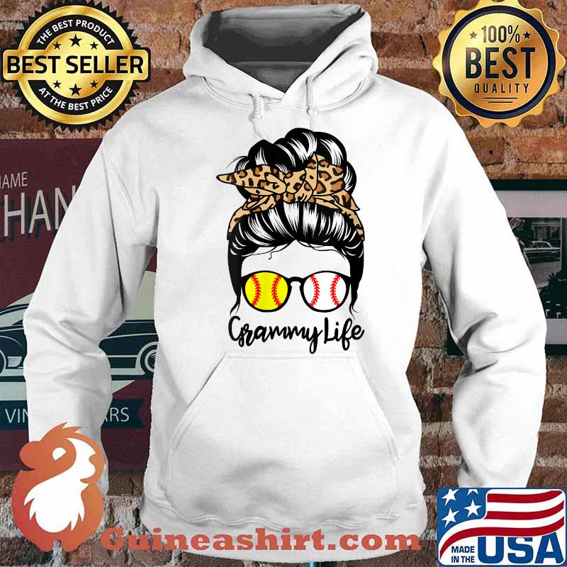 Grammy Life Messy Bun Hair Funny Baseball Softball Grammy T-Shirt Hoodie