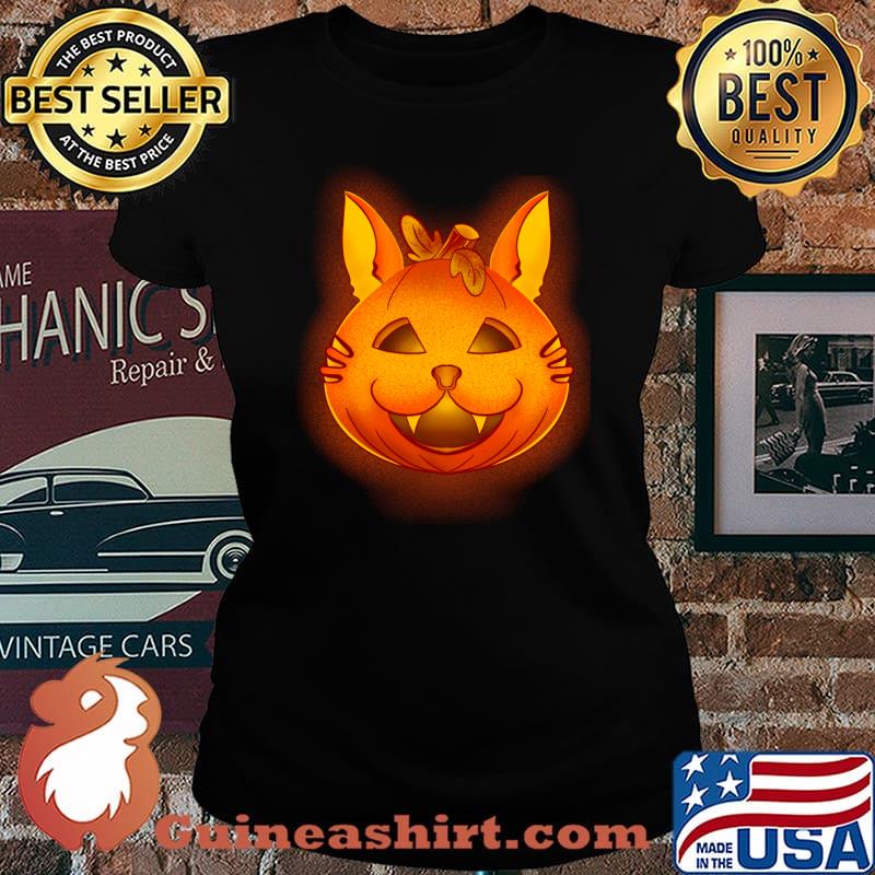 Halloween Pumpkin cat T-Shirt Laides tee