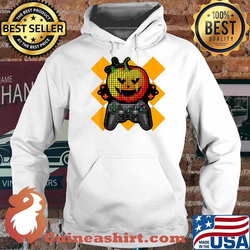 Halloween Pumpkin Gamer Boys Graphic Costume Orange Spooky T-Shirt Hoodie