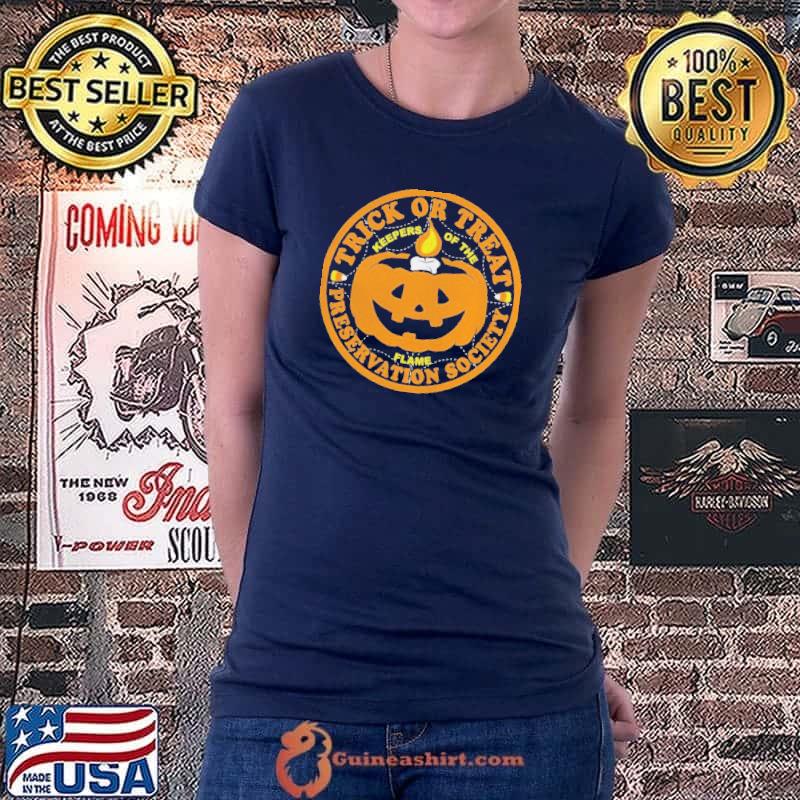Halloween pumpkin trick or treat preservation society keepers of the flame shirt