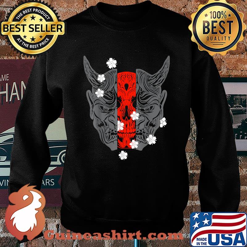 Hannya Mask with Skull and Cherry Blossoms T-Shirt Sweater