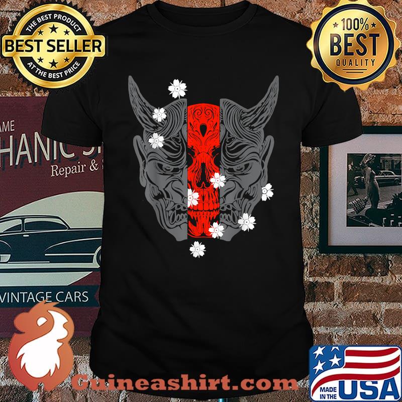 Hannya Mask with Skull and Cherry Blossoms T-Shirt