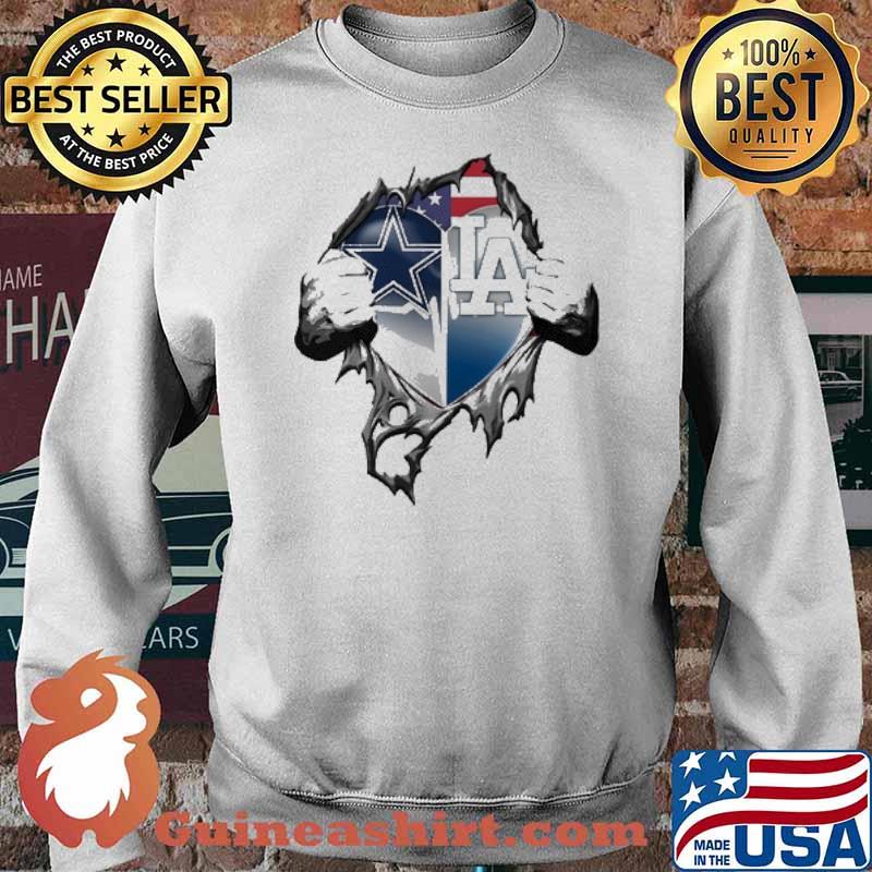 Heartbeat dallas cowboys and la dodgers american flag shirt - Guineashirt  Premium ™ LLC