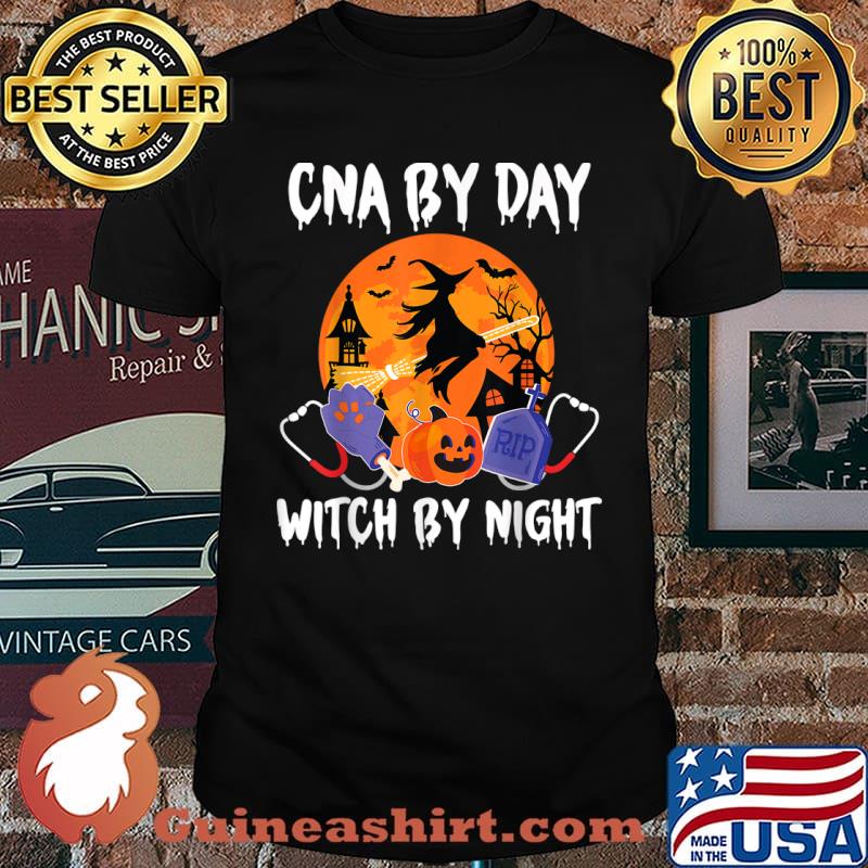 Horror Cna By Day Witch By Night Halloween Certified Nurse Funny T-Shirt