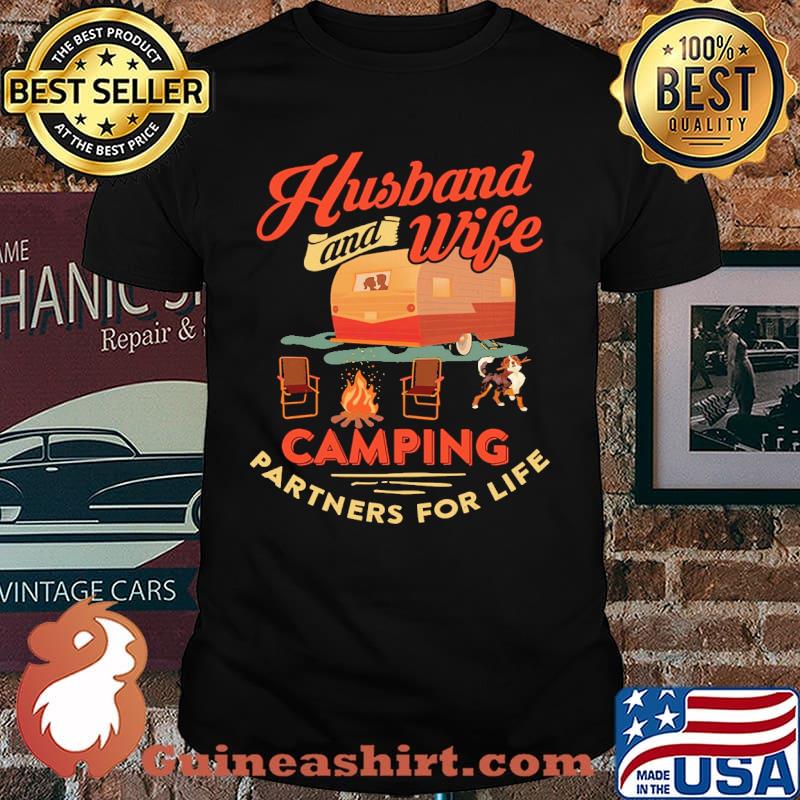Husband and wife camping partners for life dog shirt