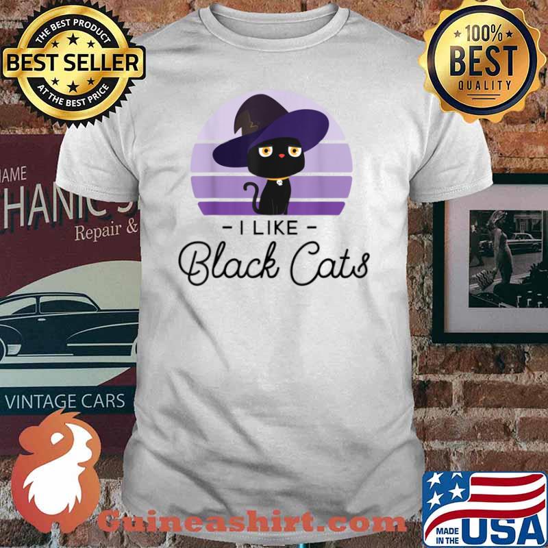 I Like Black Cats with sweet cute Hat Halloween Shirt