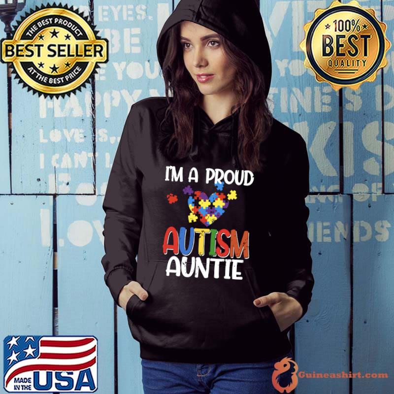I'm A Proud Autism Auntie Autism Awareness Costume Heart T-shirt