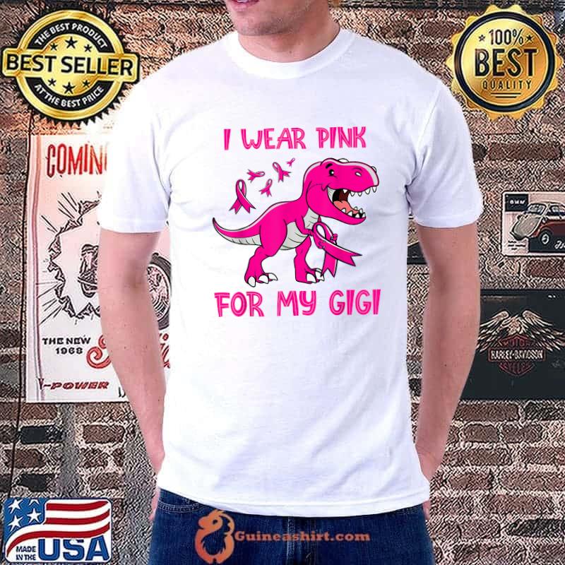 I Wear Pink For My Gigi TRex Dinosaur Ribbon Toddler Kid T-Shirt