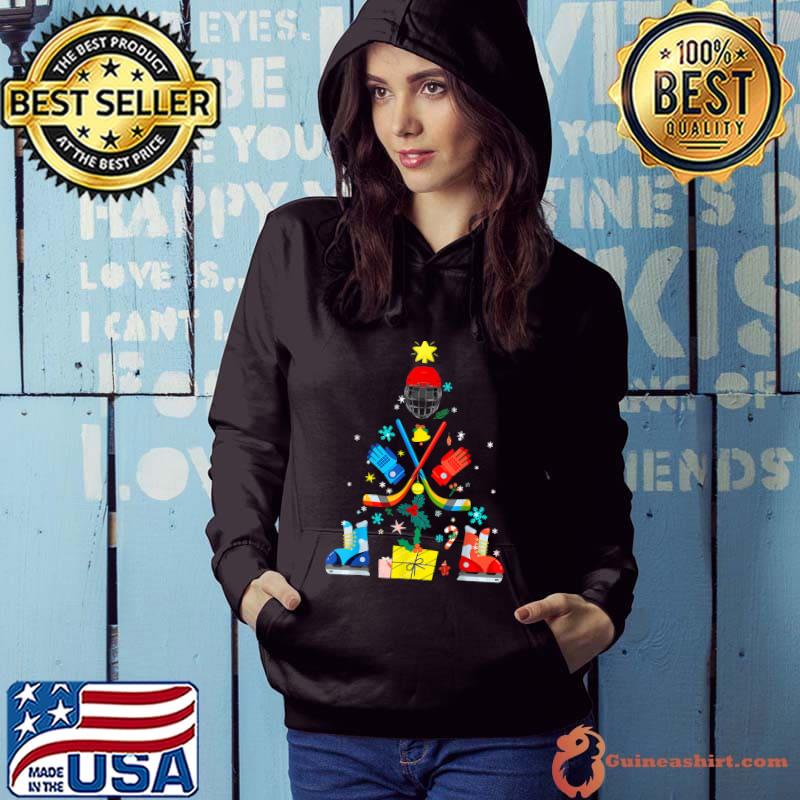 Ice Hockey Christmas Tree Ornaments Funny Xmas Boys T-Shirt
