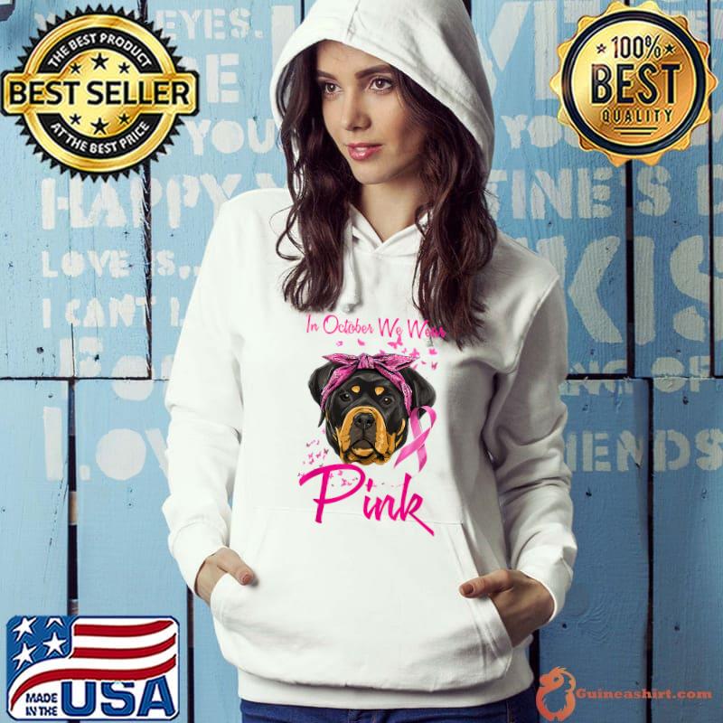 In October We Wear Pink Rottweiler Breast Cancer Awareness T-Shirt