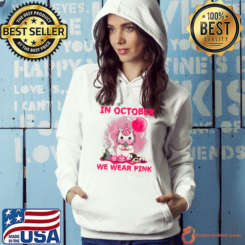 In October We Wear Pink Unicorn Breast Cancer Awareness T-Shirt