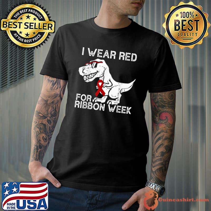In October We Wear Red Ribbon Squad Week Awareness Kids Boy T-Shirt