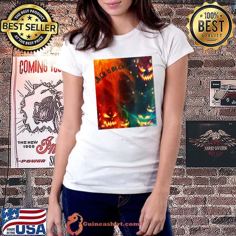 Jack is back Halloween Jack 'o Lanterns Creepy Pumpkins T-Shirt Ladiestee
