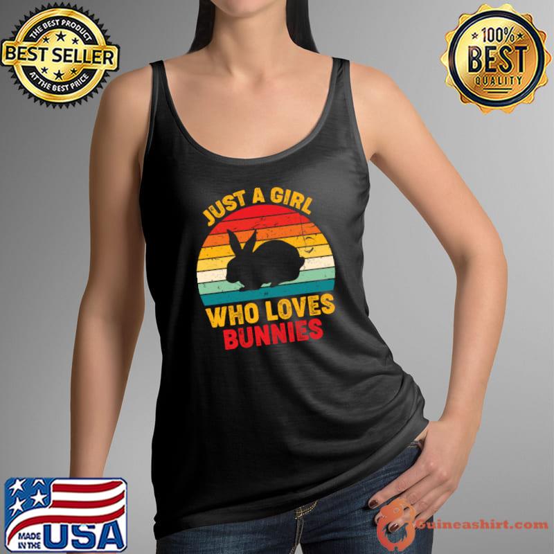 Just A Girl Who Loves Bunnies Retro Sunset Bunny Lovers T- Tank Top