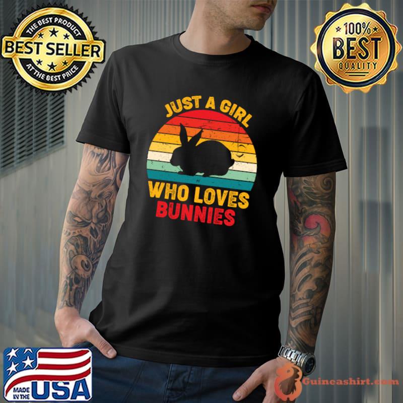 Just A Girl Who Loves Bunnies Retro Sunset Bunny Lovers T-shirt