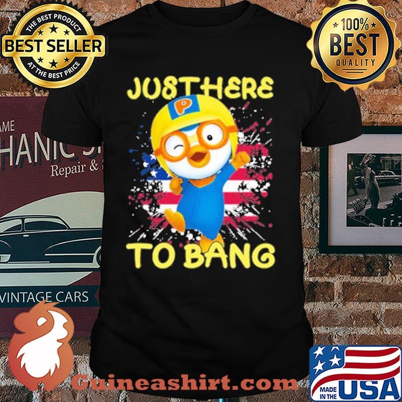 Just here to bang penguin american flag shirt