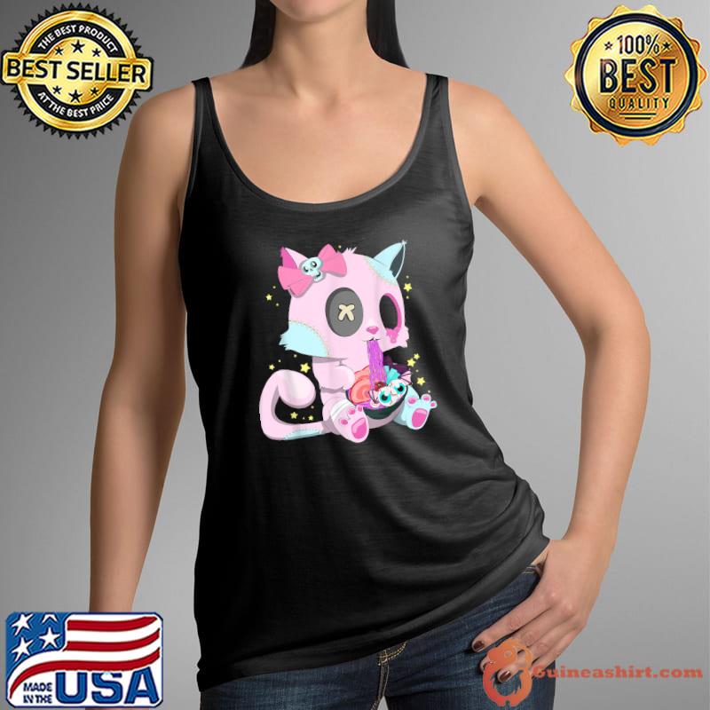 Kawaii Pastel Goth Witchy Cat eats Ramen Cute Creepy Cat T-Shirt Tank Top