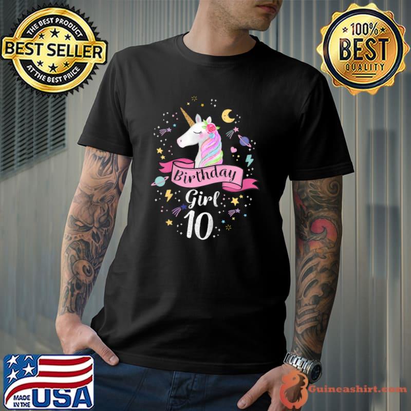 Kids 10 Year Old Girl Birthday Unicorn Shirt