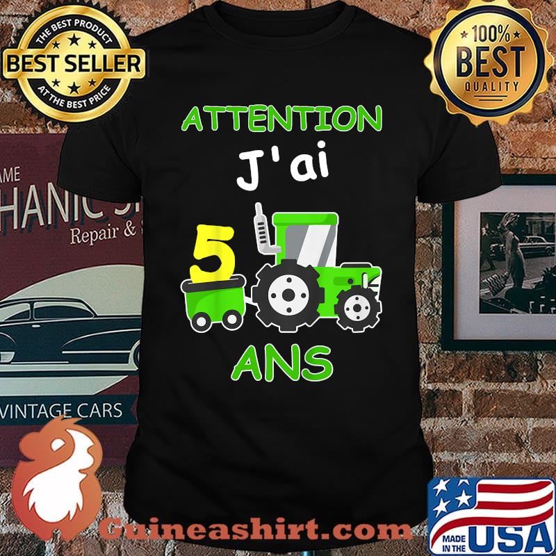 Kids J'ai DérêCinq Ans Tractor Children's Birthday Gift T-Shirt