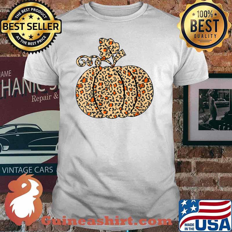 Leopard or Cheetah Print Pumpkin Halloween Thanksgiving Fall T-Shirt