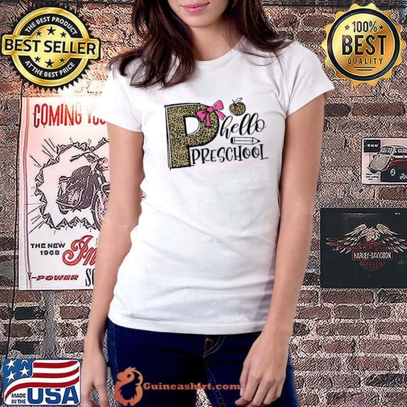 Leopard Preschool HEllo Preschool Kids kindergatern T-Shirt Ladiestee