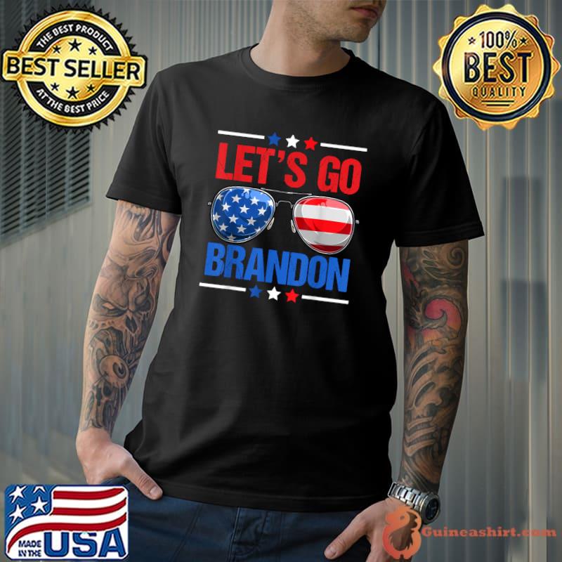 Let's Go Brandon Conservative Anti Liberal US Flag glass T-Shirt