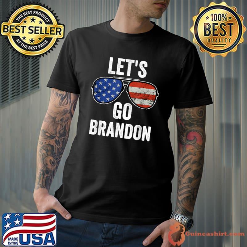Let's Go Brandon Conservative Anti Liberal US Flag glasses T-Shirt