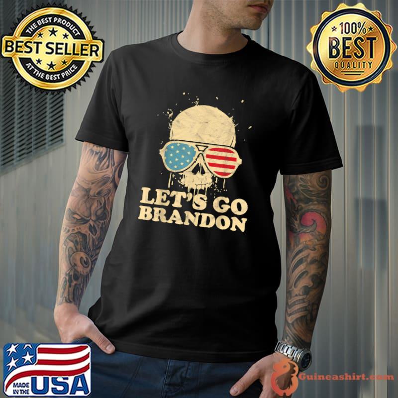Let's Go Brandon , skull american flag T-Shirt