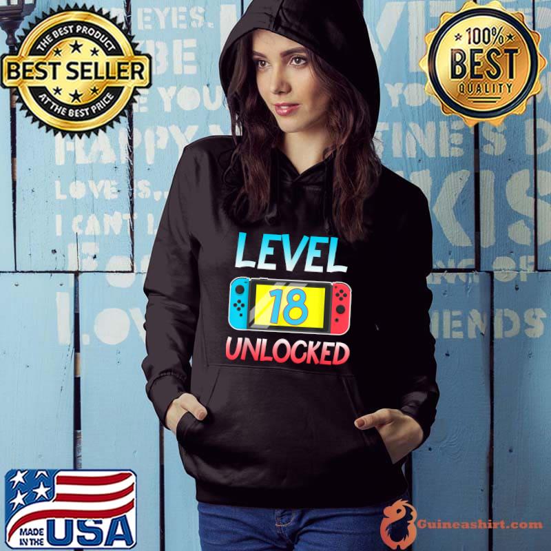 Level 18 Unlocked Gamer 18th Birthday Video Game Lovers T-Shirt