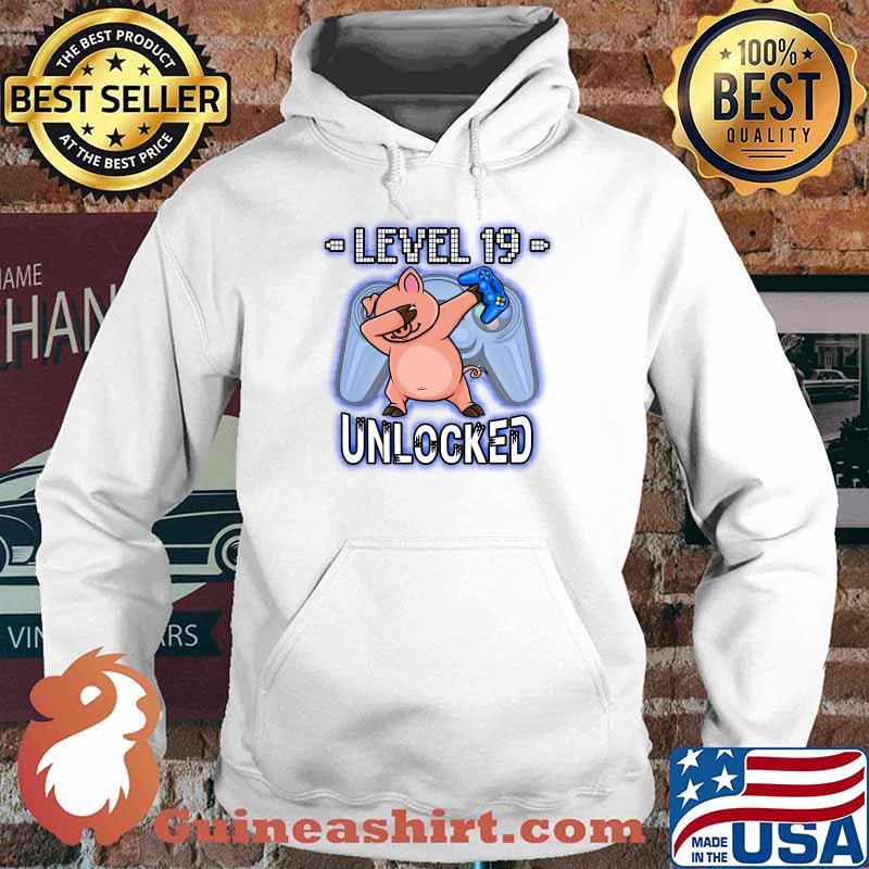 Level 19 Unlocked - Funny Dabbing Pig Gamer 19th Birthday T-Shirt Hoodie