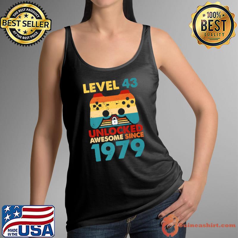 Level 43 Unlocked Awesome Since 1979 Gamer 43rd Birthday Premium T-Shirt Tank Top