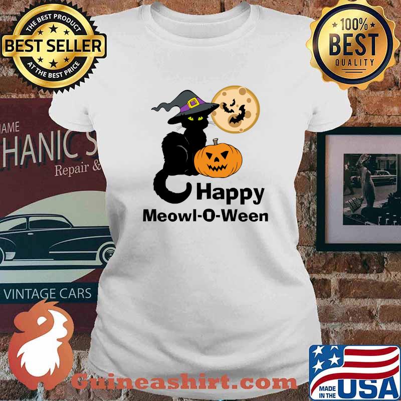 Lucky Dog Animal Rescue - Happy Meowl-O-Ween Cat T-s Ladies tee