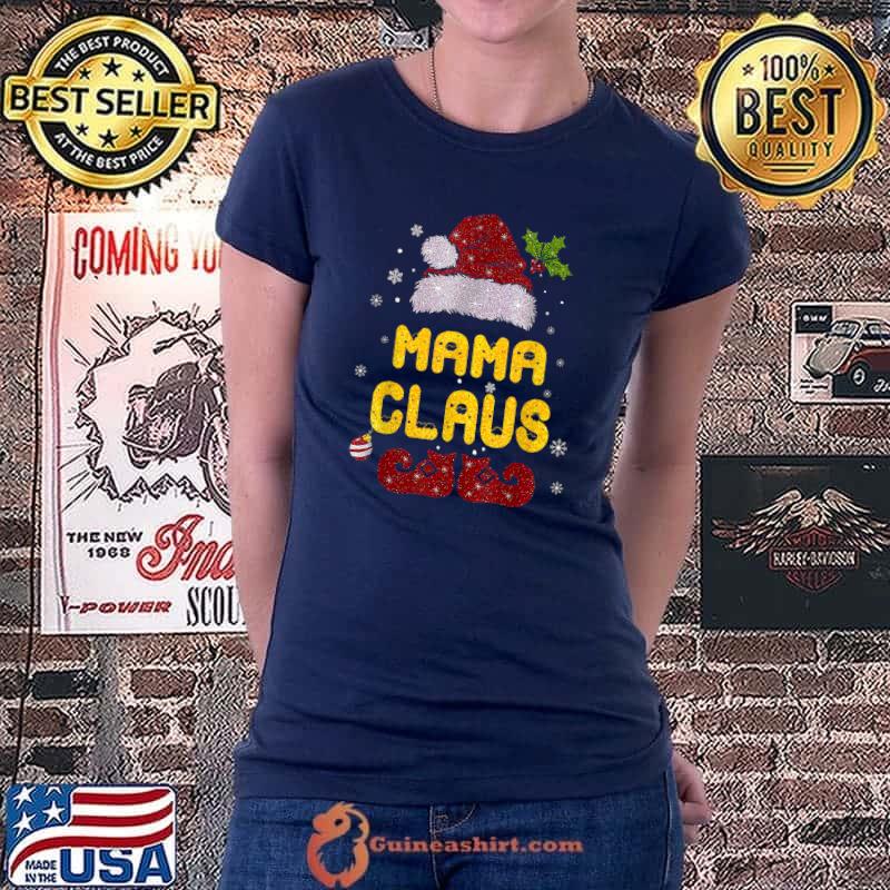 Mama Claus Shirt Christmas Pajama Family Matching Xmas T-Shirt Ladiestee