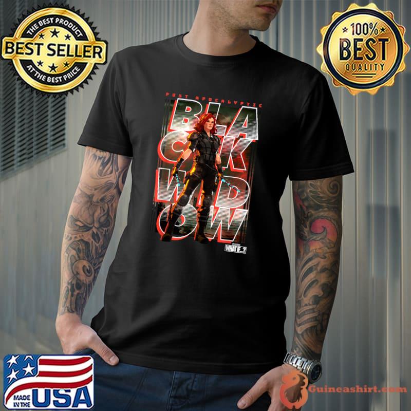 Marvel What If Black Widow Post Apocalyptic Text Stack T-Shirt