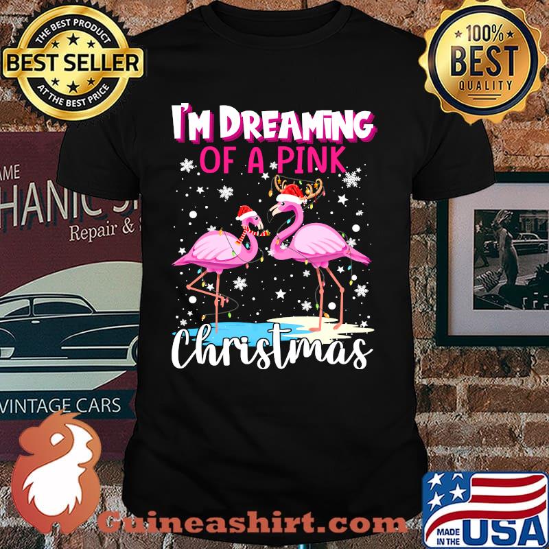 Matching Family I'm Dreaming Of A Pink Christmas Flamingo T-shirt